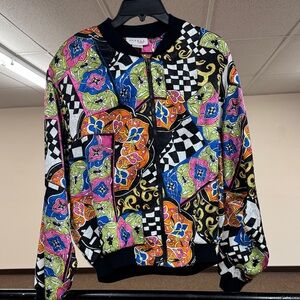 Vintage Papell  Vibrant Patterned Bomber Jacket